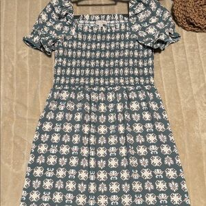 LOFT Green and White Mini Dress